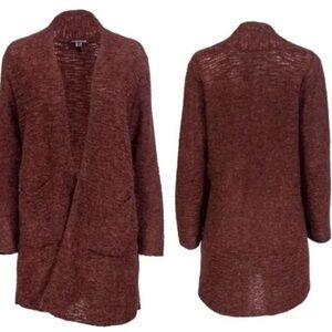 Eileen Fisher Brown Marled 100% Baby Alpaca Cardigan Sweater Size PP XS